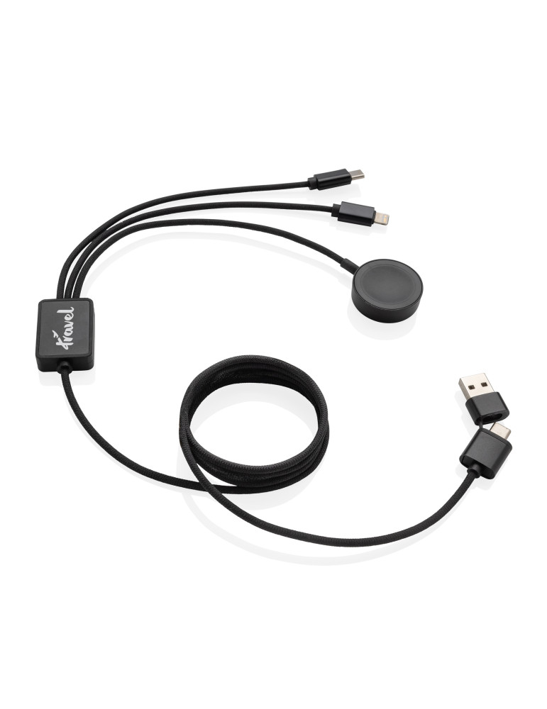 Câble 6-en-1 avec chargeur de montre en rPET RCS Terra personnalisable