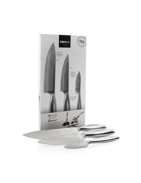 Set de trois couteaux de cuisine BOSKA Monaco+ personnalisable