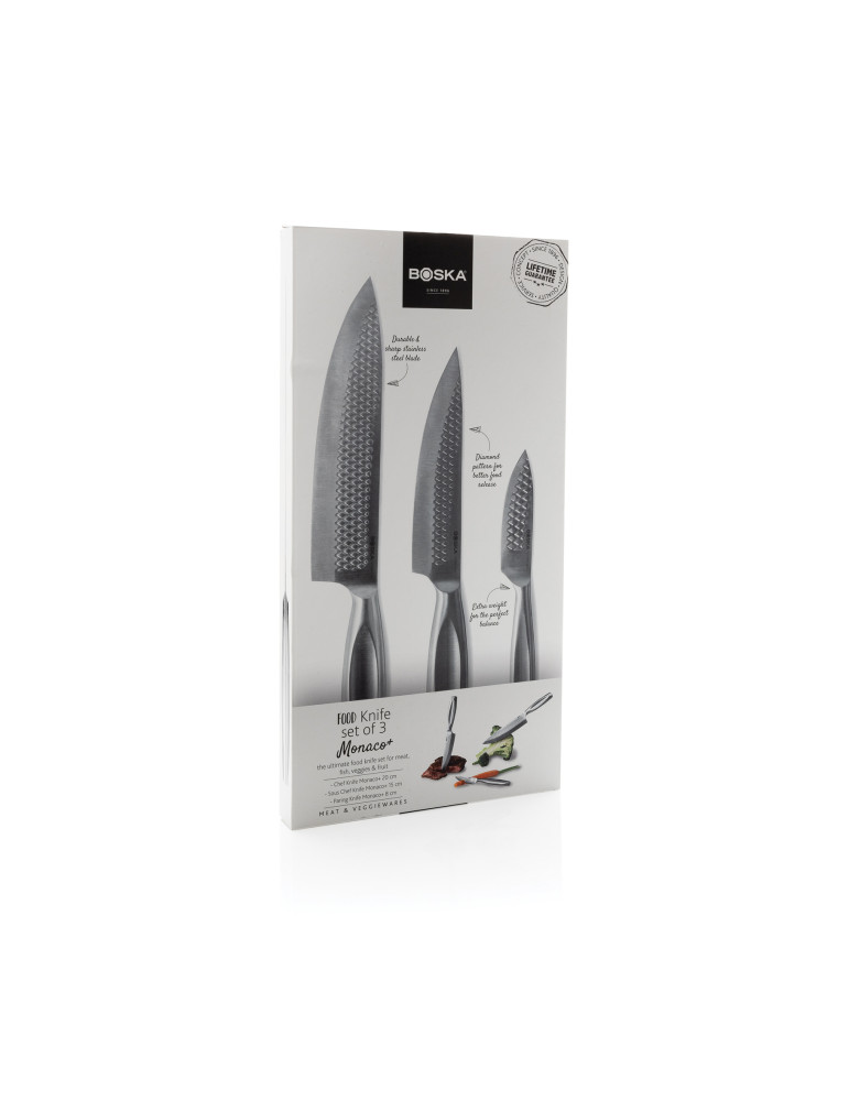 Set de trois couteaux de cuisine BOSKA Monaco+ personnalisable