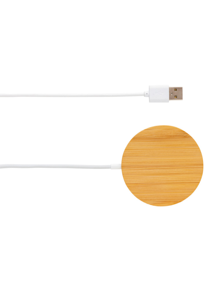 Chargeur magnétique sans fil en bambou 10W personnalisable