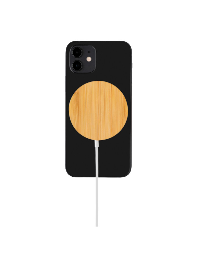 Chargeur magnétique sans fil en bambou 10W personnalisable