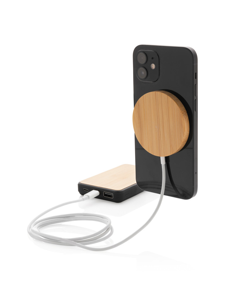 Chargeur magnétique sans fil en bambou 10W personnalisable