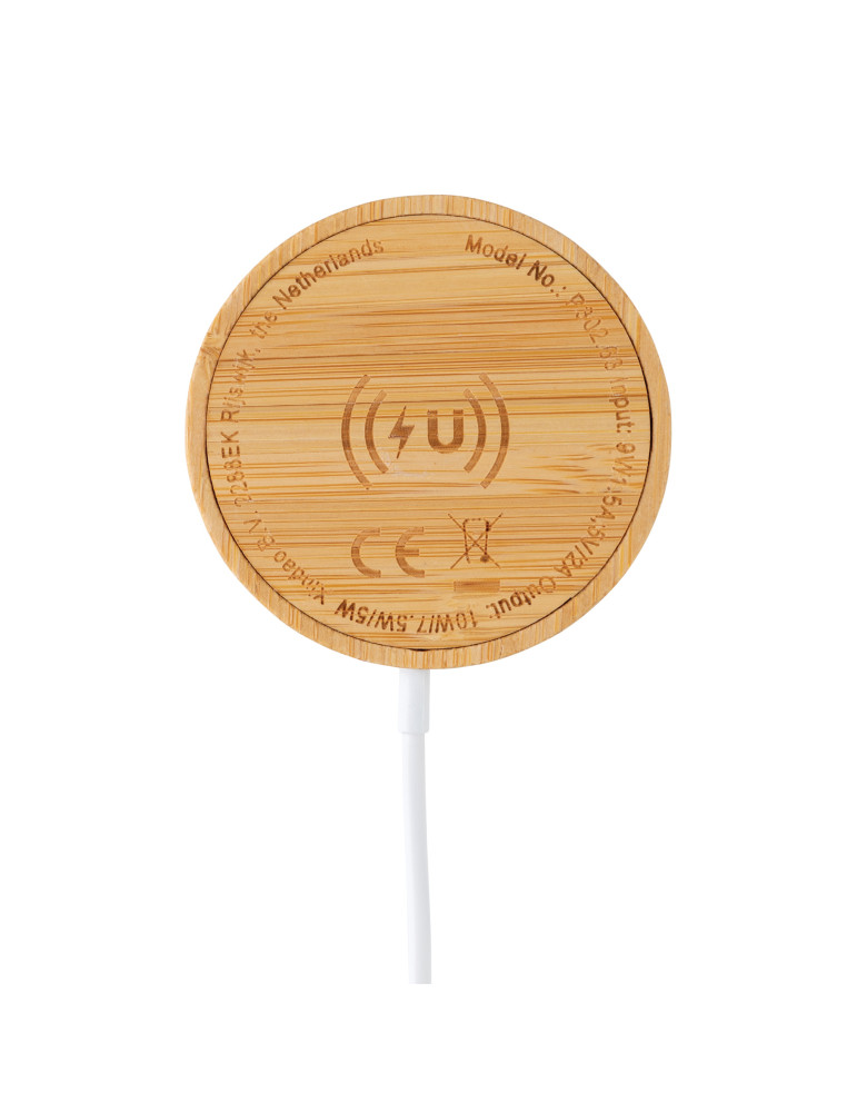 Chargeur magnétique sans fil en bambou 10W personnalisable