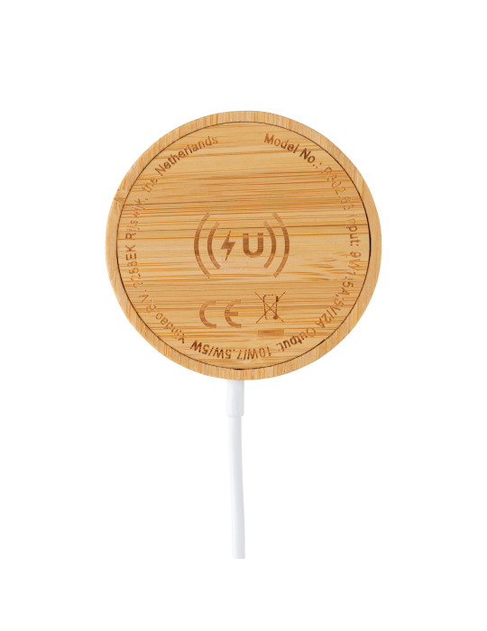 Chargeur magnétique sans fil en bambou 10W personnalisable