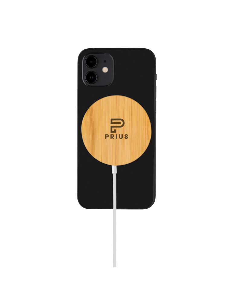 Chargeur magnétique sans fil en bambou 10W personnalisable