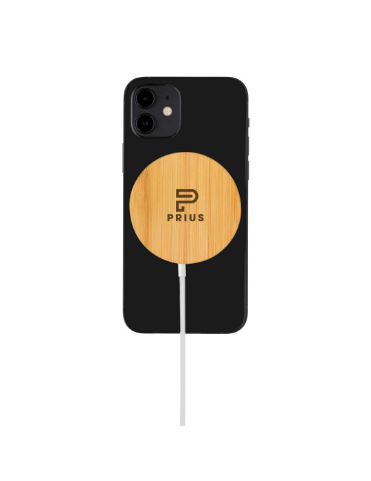 Chargeur magnétique sans fil en bambou 10W personnalisable