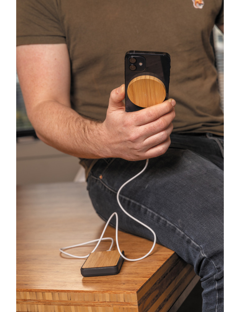 Chargeur magnétique sans fil en bambou 10W personnalisable