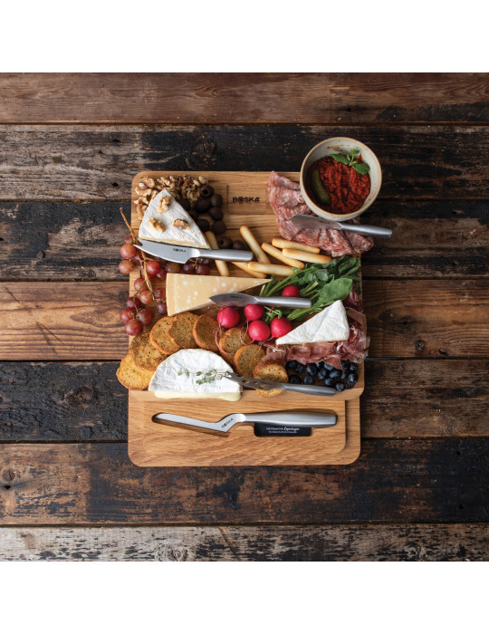 Planche et cinq couteaux à fromage BOSKA Copenhague personnalisable