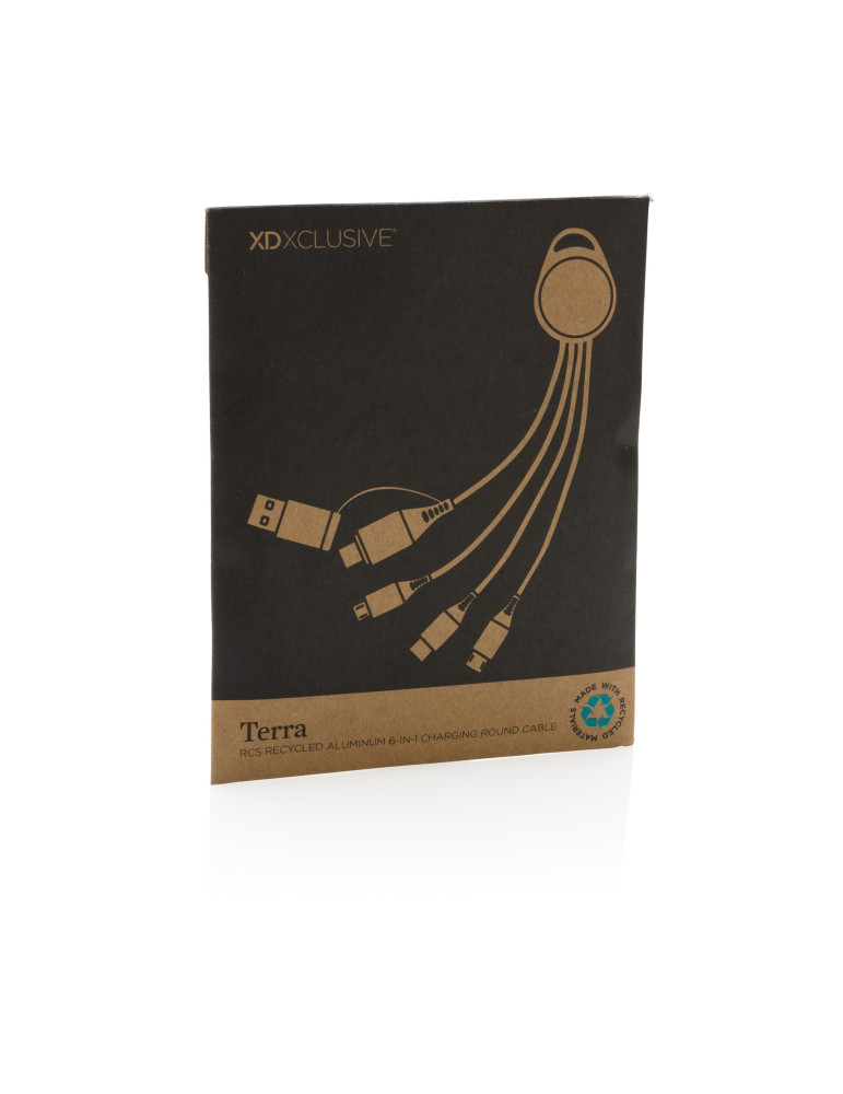 Câble de chargement 6-en-1 en aluminium recyclé RCS Terra personnalisable