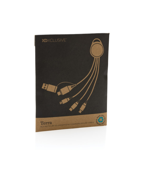 Câble de chargement 6-en-1 en aluminium recyclé RCS Terra personnalisable