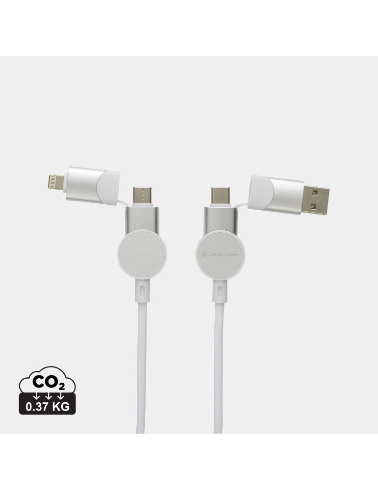 Câble Oakland 6-in-1 à charge 45W en plastique recyclé RCS Urban Vitamin personnalisable