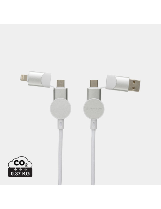 Câble Oakland 6-in-1 à charge 45W en plastique recyclé RCS Urban Vitamin personnalisable