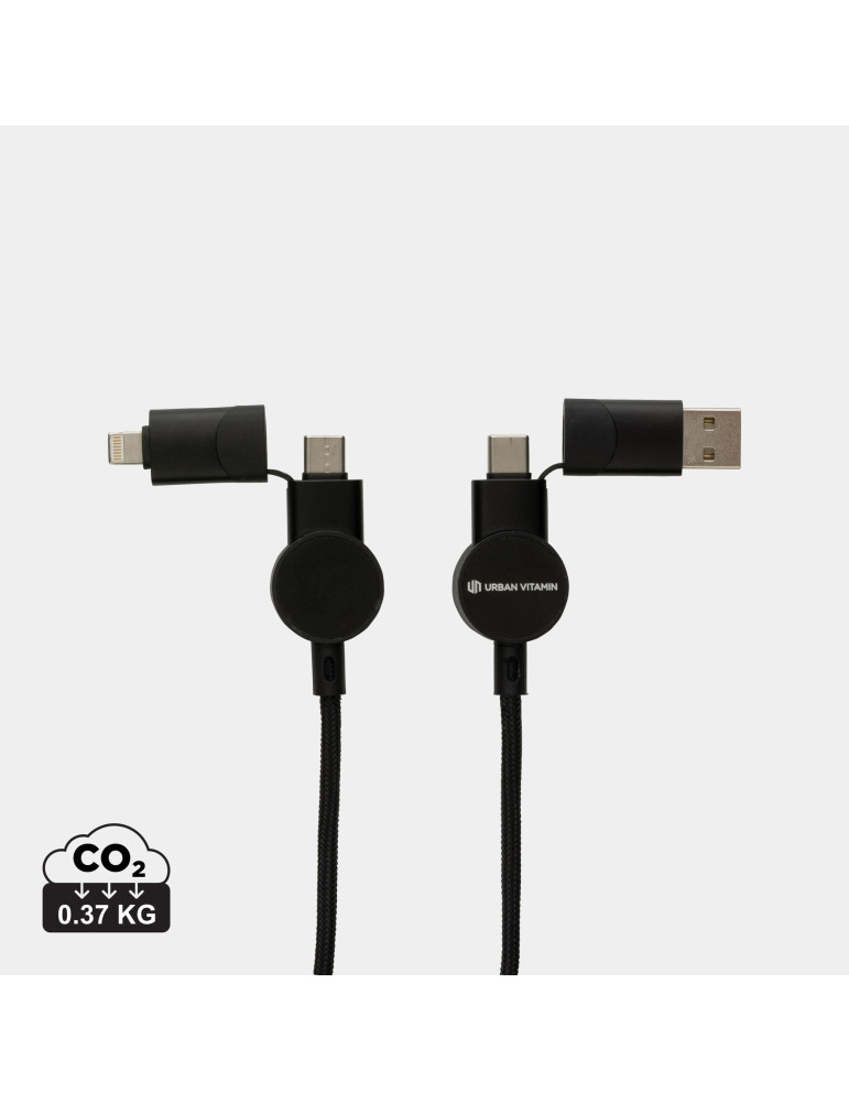Câble Oakland 6-in-1 à charge 45W en plastique recyclé RCS Urban Vitamin personnalisable