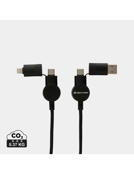 Câble Oakland 6-in-1 à charge 45W en plastique recyclé RCS Urban Vitamin personnalisable