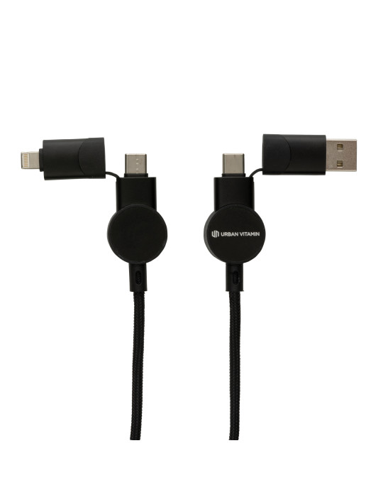 Câble Oakland 6-in-1 à charge 45W en plastique recyclé RCS Urban Vitamin personnalisable