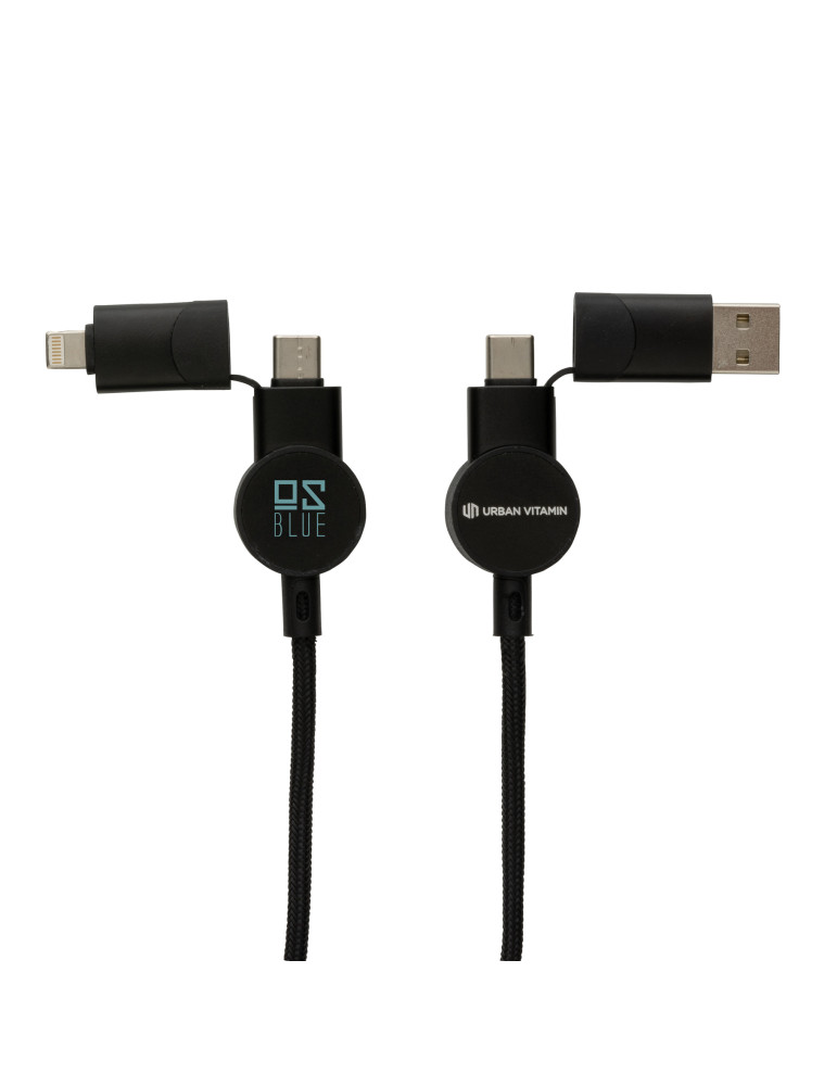 Câble Oakland 6-in-1 à charge 45W en plastique recyclé RCS Urban Vitamin personnalisable