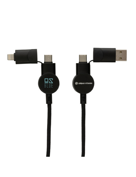 Câble Oakland 6-in-1 à charge 45W en plastique recyclé RCS Urban Vitamin personnalisable