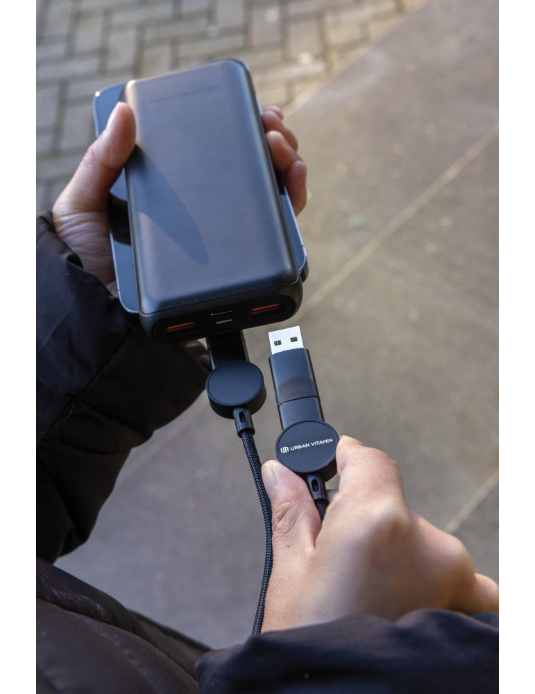 Câble Oakland 6-in-1 à charge 45W en plastique recyclé RCS Urban Vitamin personnalisable