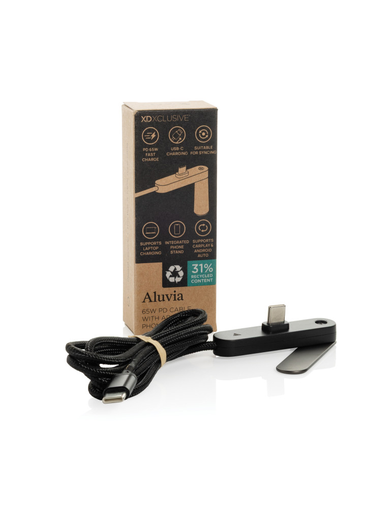 Câble Aluvia RCS 65W PD avec support de téléphone réglable personnalisable