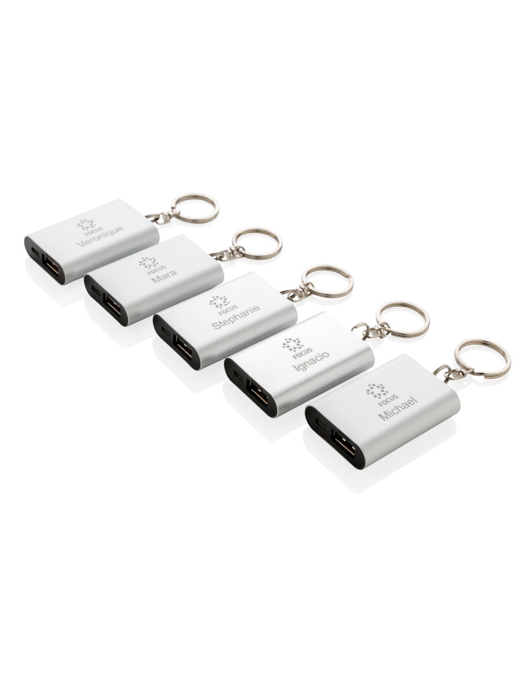 Porte-clés batterie aluminium 1 000 mAh personnalisable