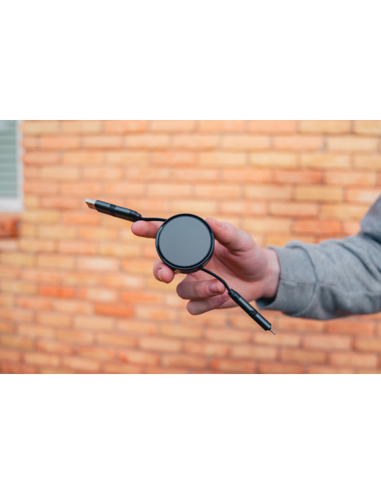 Câble 60W rétractable 6 en 1 en aluminium recyclé Terra RCS personnalisable