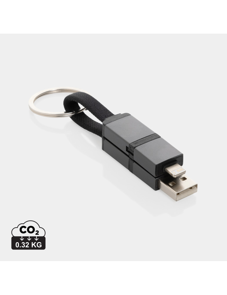 Câble de charge rapide 4 en 1 60W en aluminium recyclé Terra personnalisable