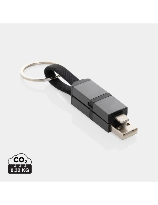 Câble de charge rapide 4 en 1 60W en aluminium recyclé Terra personnalisable