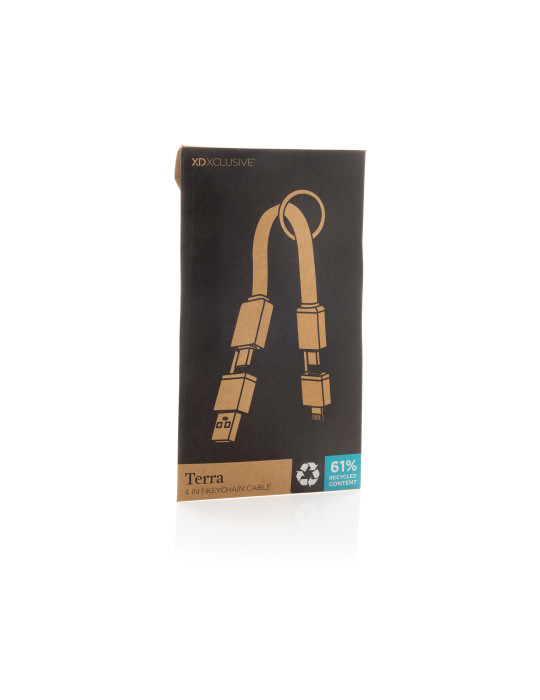 Câble de charge rapide 4 en 1 60W en aluminium recyclé Terra personnalisable