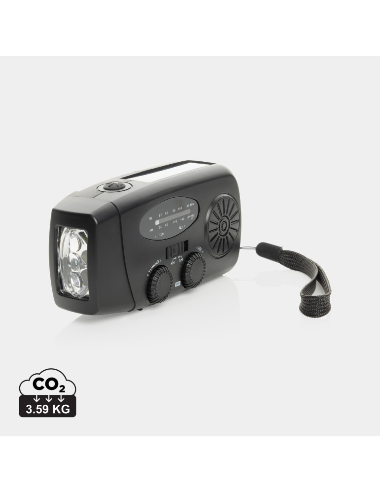 Radio RescueWave à manivelle et lampe RCS personnalisable
