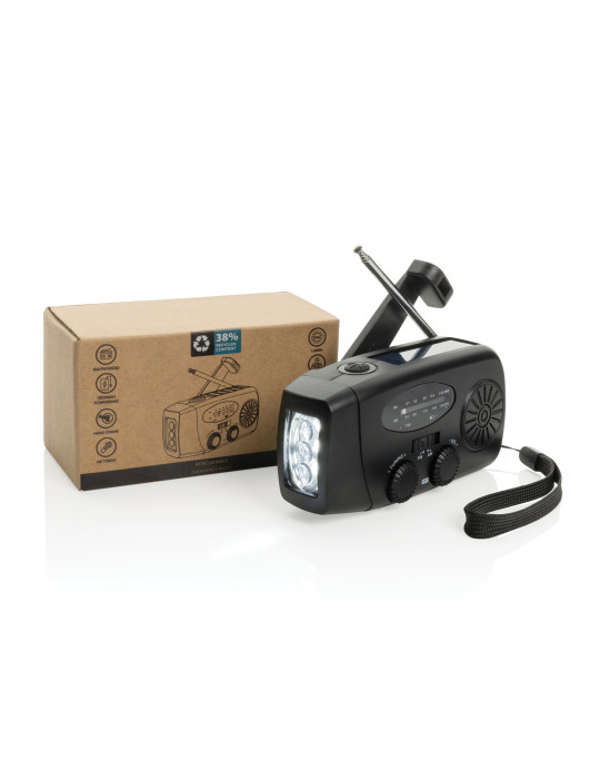 Radio RescueWave à manivelle et lampe RCS personnalisable