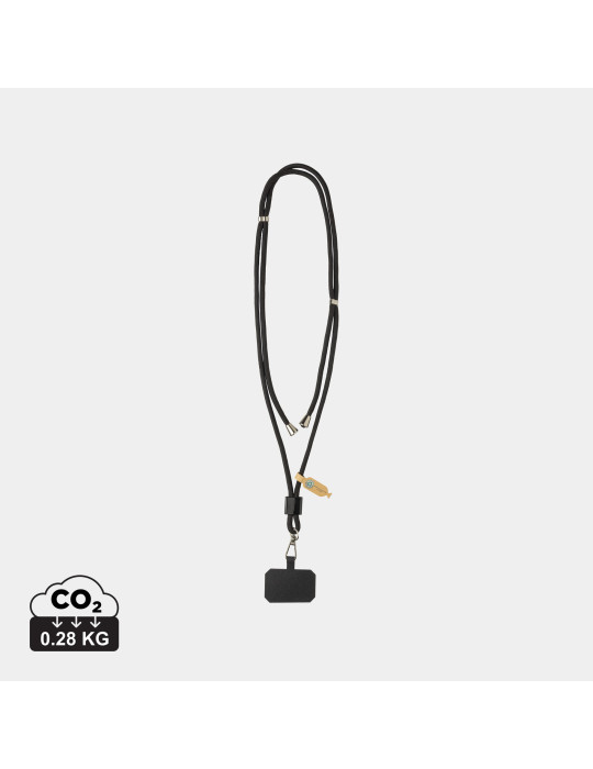 Tour de cou téléphone réglable en rPET recyclé RCS CarryLoop personnalisable