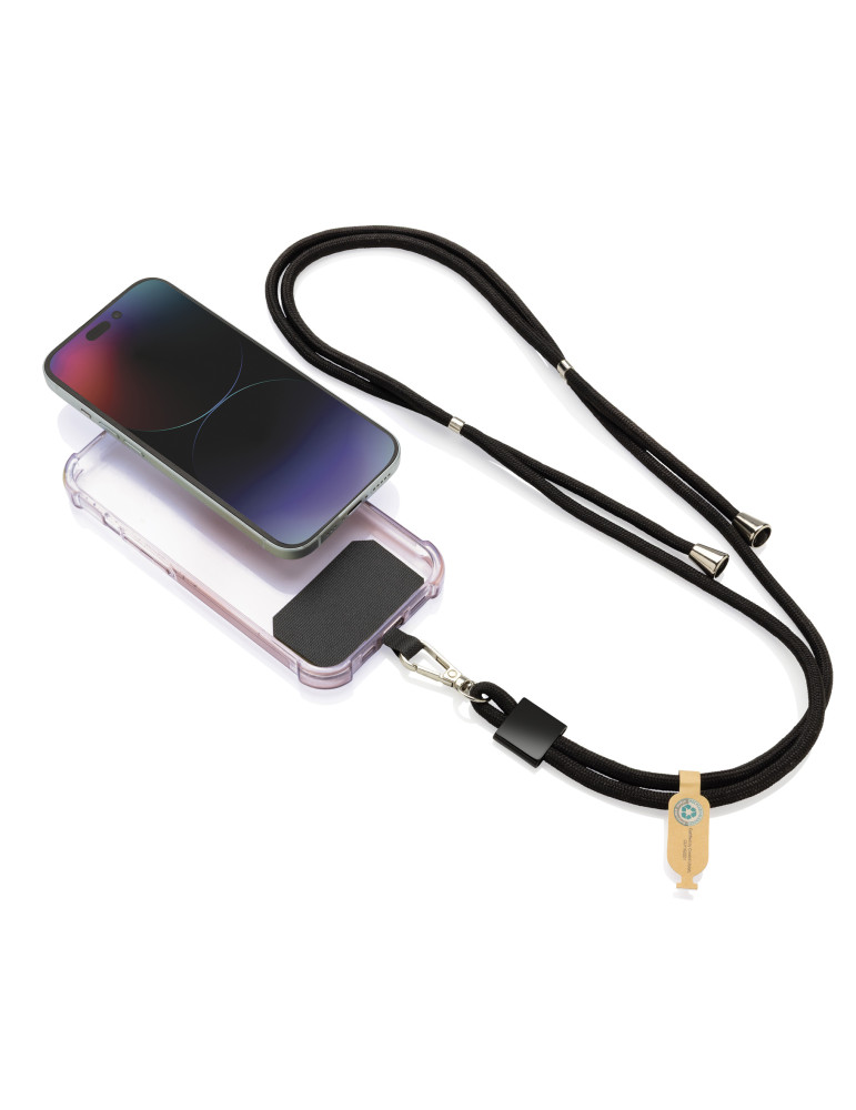 Tour de cou téléphone réglable en rPET recyclé RCS CarryLoop personnalisable