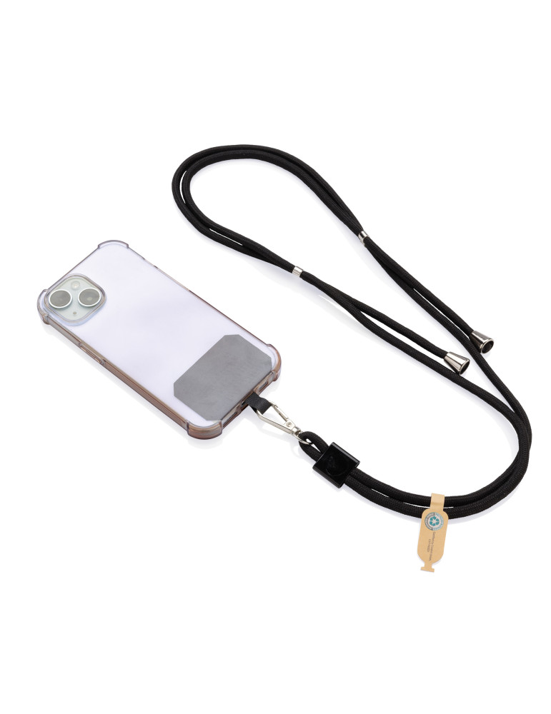 Tour de cou téléphone réglable en rPET recyclé RCS CarryLoop personnalisable