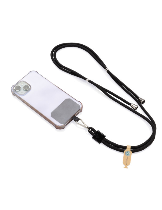 Tour de cou téléphone réglable en rPET recyclé RCS CarryLoop personnalisable