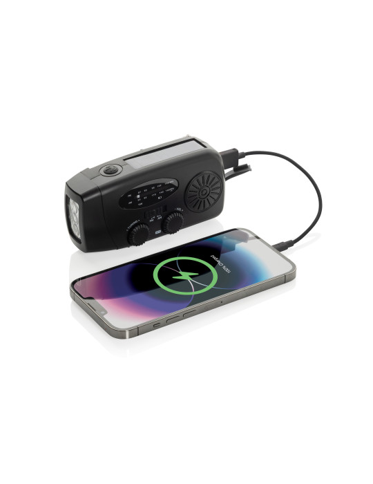 Radio RescueWave à manivelle et lampe RCS personnalisable