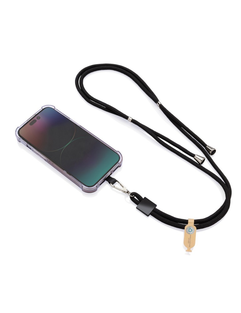 Tour de cou téléphone réglable en rPET recyclé RCS CarryLoop personnalisable