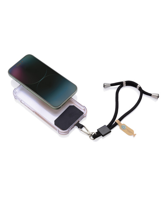 Bracelet téléphone réglable en rPET recyclé RCS CarryLoop personnalisable