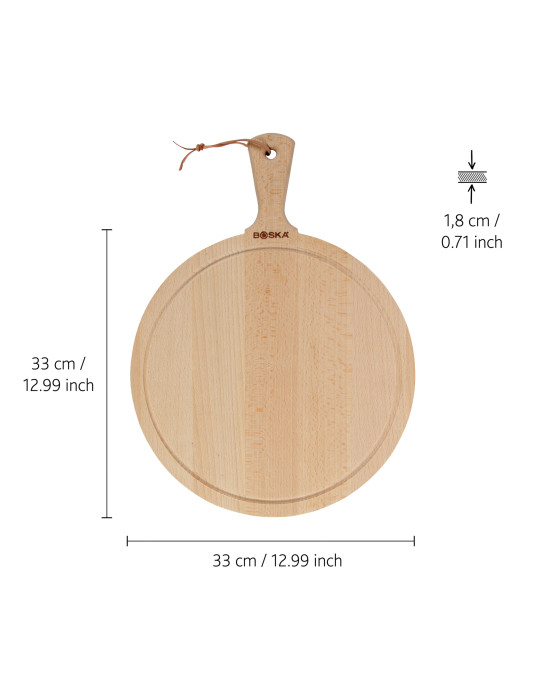Planche de service ronde BOSKA Amigo L en bois personnalisable