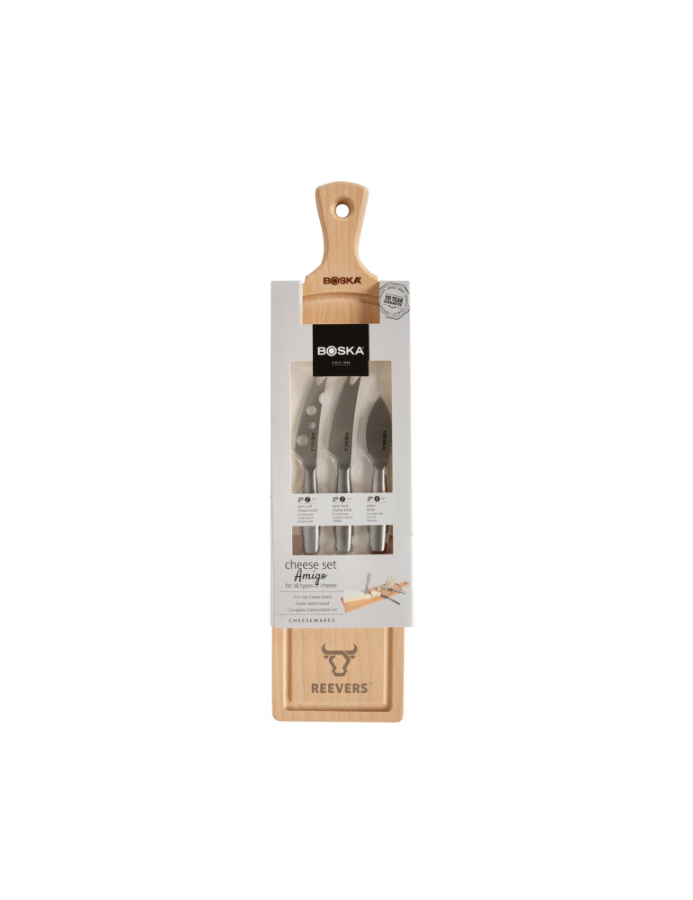 Set fromage BOSKA Amigo avec planche et trois couteaux personnalisable