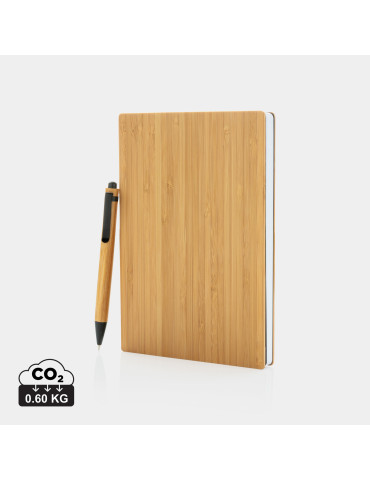 Coffret carnet A5 et stylo en bambou personnalisable