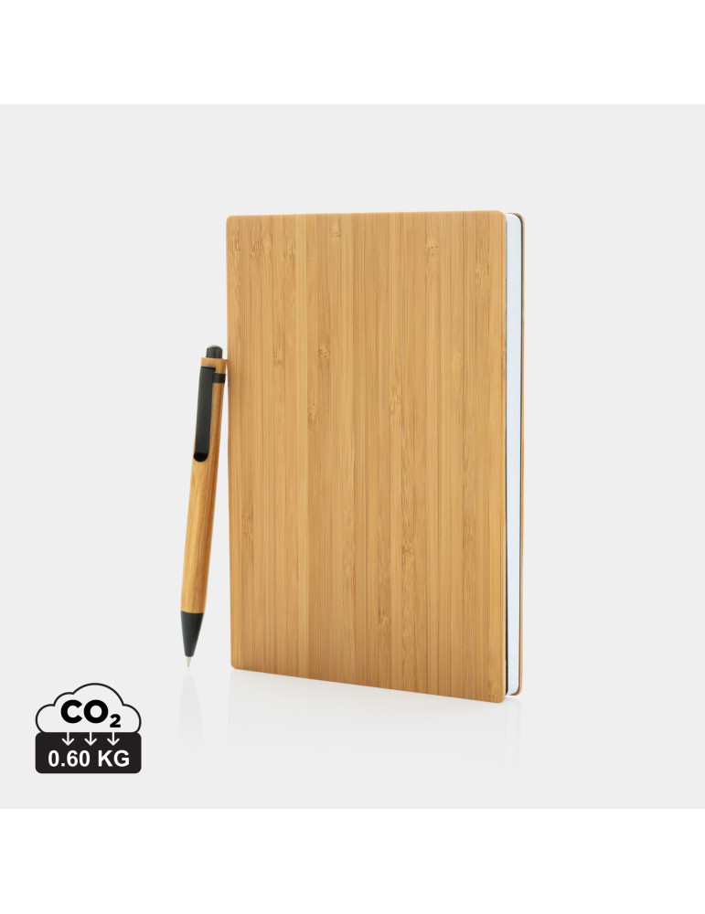 Coffret carnet A5 et stylo en bambou personnalisable
