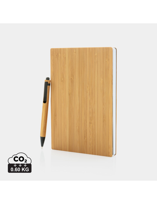Coffret carnet A5 et stylo en bambou personnalisable