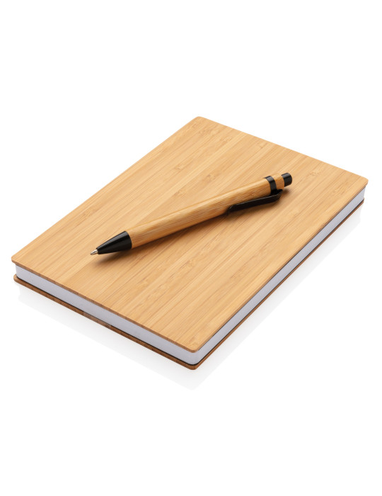 Coffret carnet A5 et stylo en bambou personnalisable