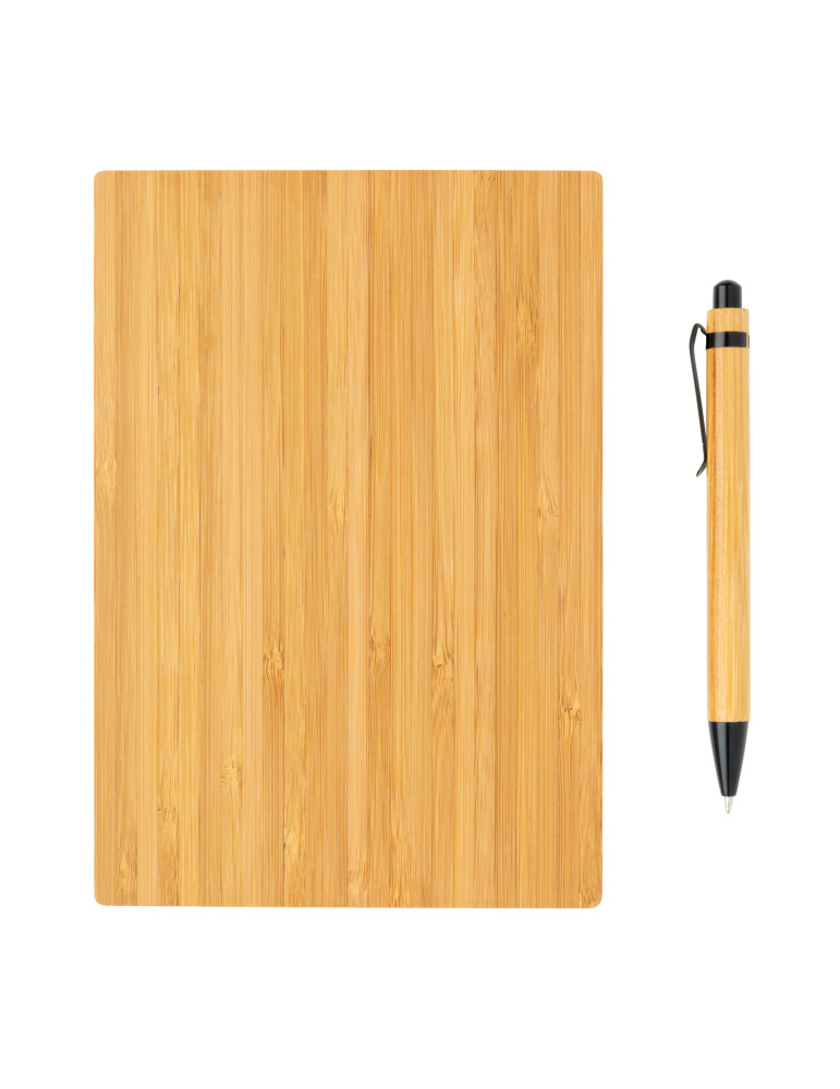 Coffret carnet A5 et stylo en bambou personnalisable