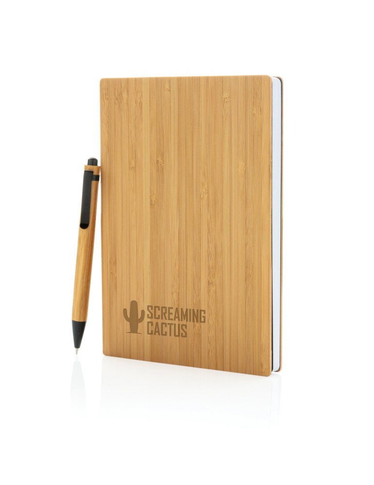 Coffret carnet A5 et stylo en bambou personnalisable