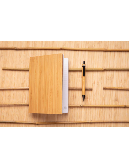 Coffret carnet A5 et stylo en bambou personnalisable