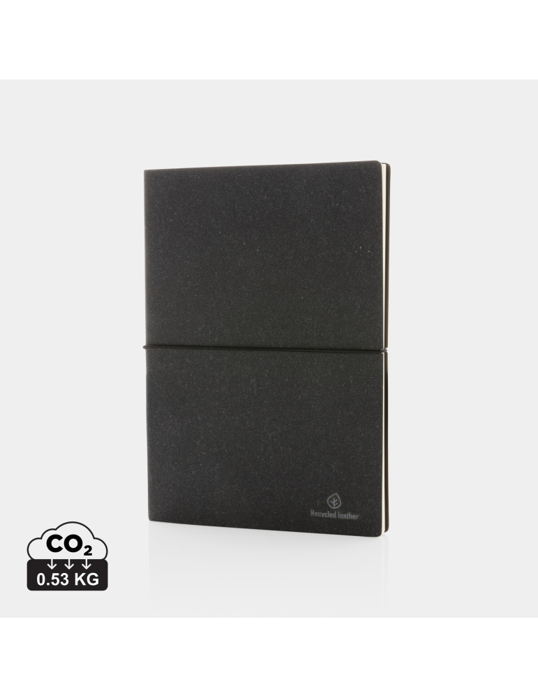 Carnet A5 cuir recyclé GRS 160 pages crème personnalisable