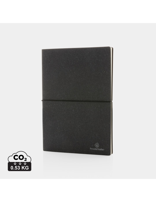 Carnet A5 cuir recyclé GRS 160 pages crème personnalisable