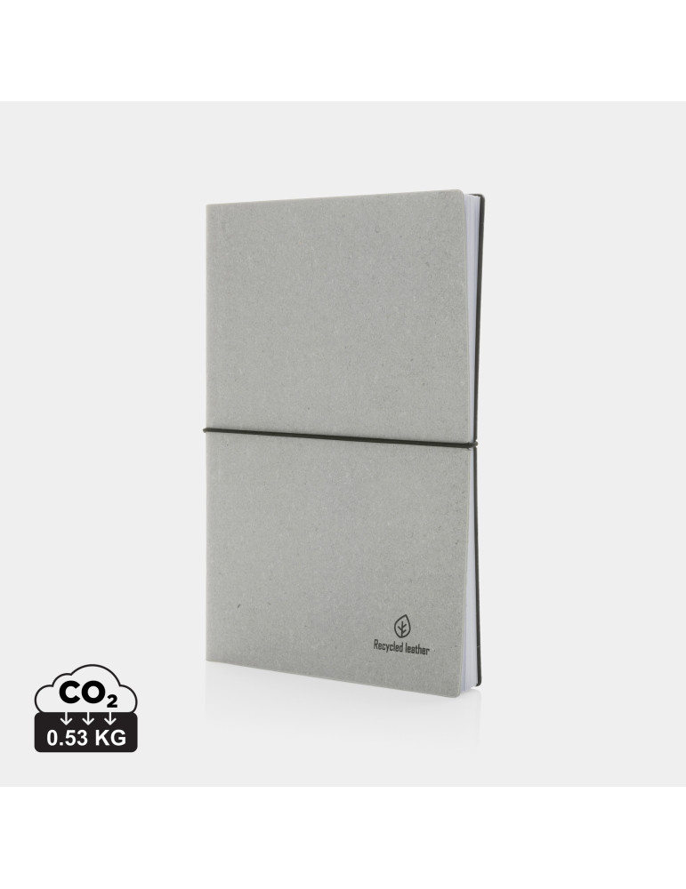 Carnet A5 cuir recyclé GRS 160 pages crème personnalisable