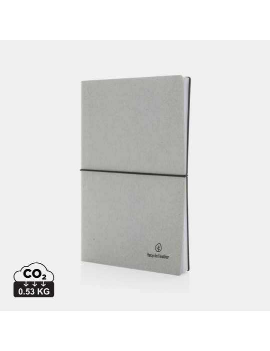 Carnet A5 cuir recyclé GRS 160 pages crème personnalisable